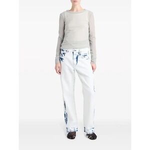 Proenza Schouler Ellsworth White Blue Tie Dye Straight Leg‎ Jeans 28
